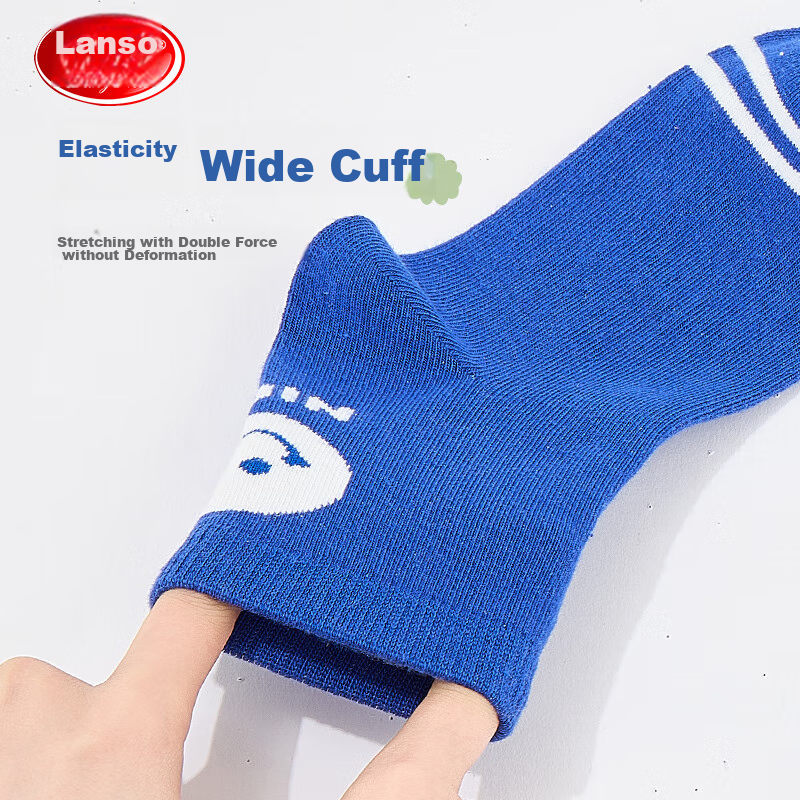 Langsha Children's Socks, Boys' Mid-Calf Cotton Socks for All Seasons, High-Elas...
