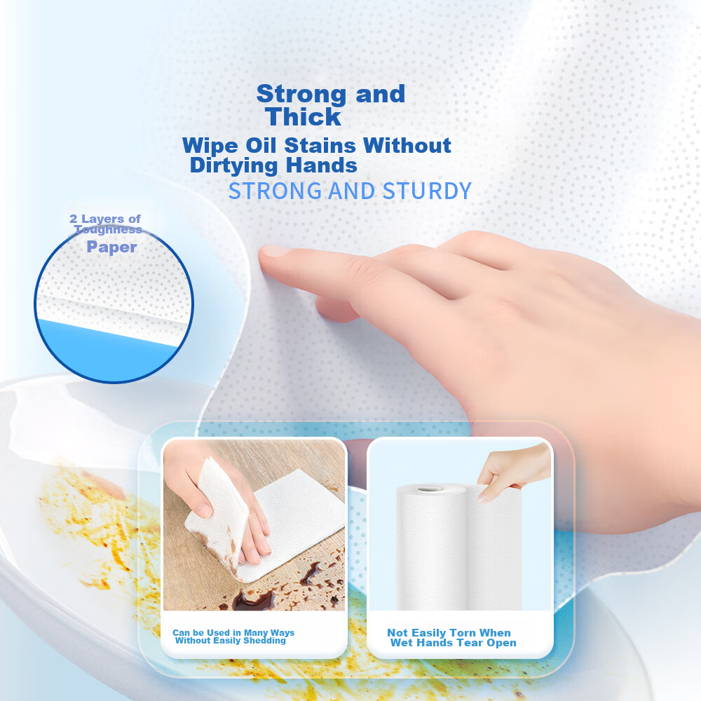 Jierou Kitchen Paper Towels, 65 Sheets*6 Rolls, Thickened Double-Layer, Cooking...