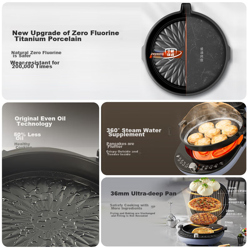 Joyoung Electric Griddle Sandwich Maker Breakfast Machine with Double Heating Ci...