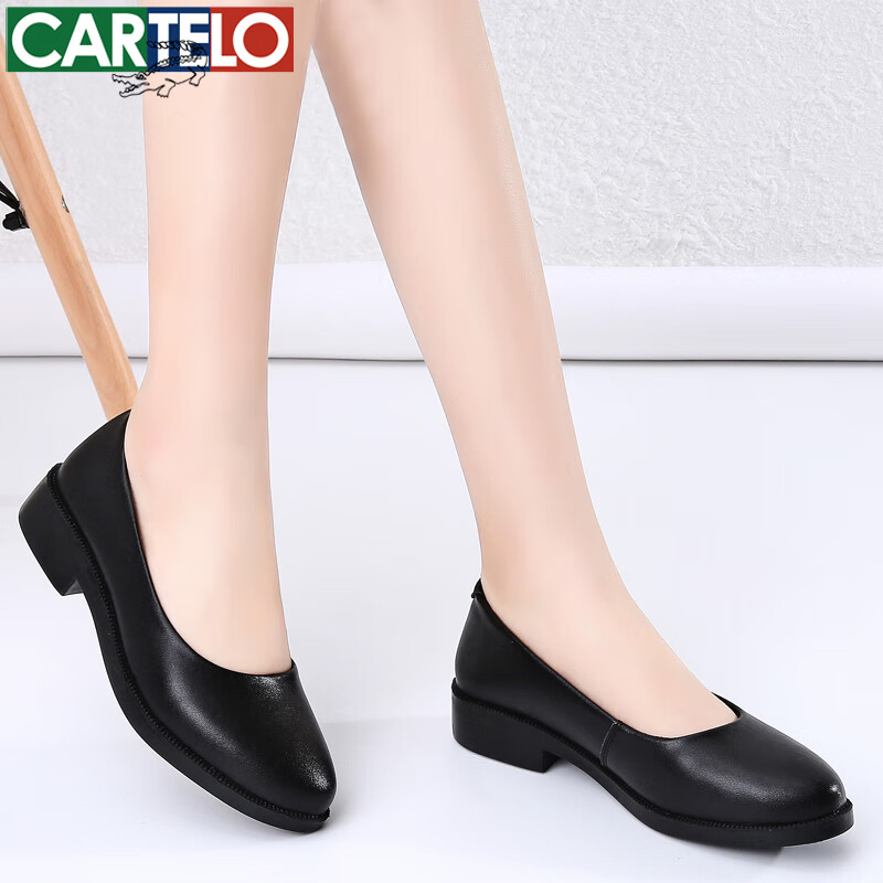 Cartelo Professional Black Work Shoes, Comfortable Leather Shoes for Women, KDLD...