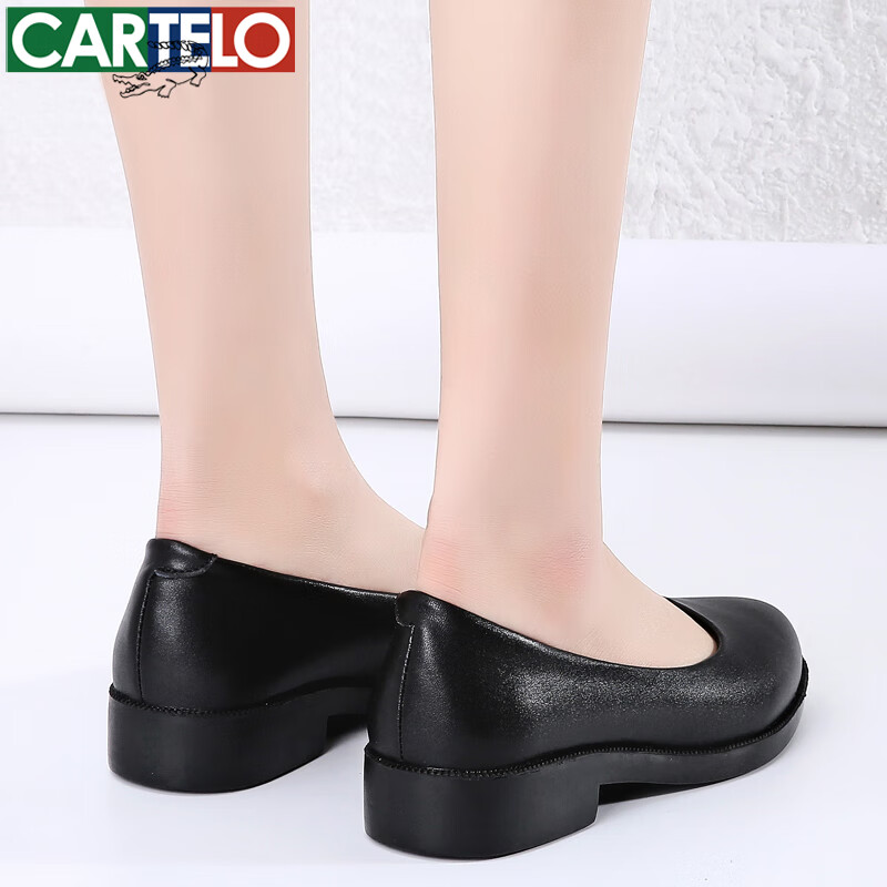 Cartelo Professional Black Work Shoes, Comfortable Leather Shoes for Women, KDLD...