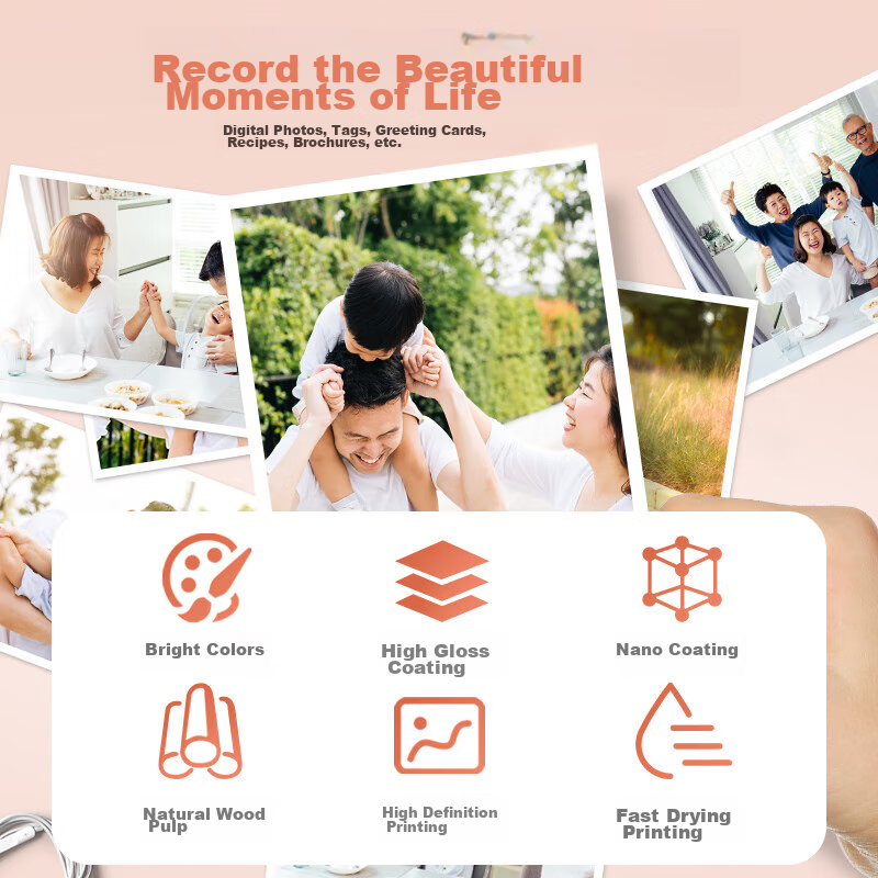 Hewei 5-inch 230g High Gloss Photo Paper, Color Inkjet Photo Printing Paper for...