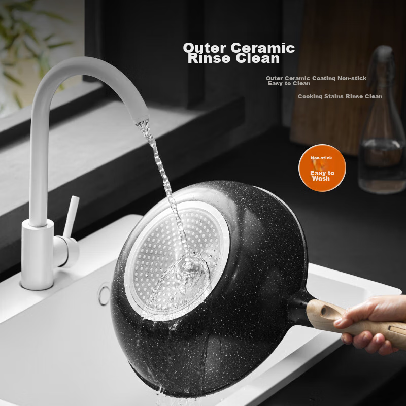 Joyoung Non-Stick Wok, Black Gold Maifan Stone Color, Cooking Pan for Home Use,...