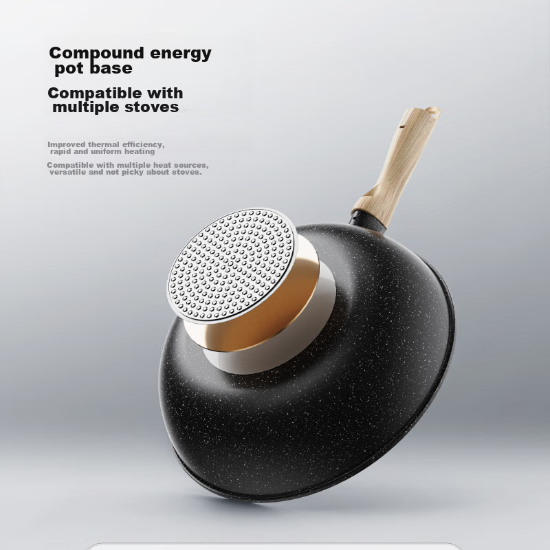 Joyoung Non-Stick Wok, Black Gold Maifan Stone Color, Cooking Pan for Home Use,...