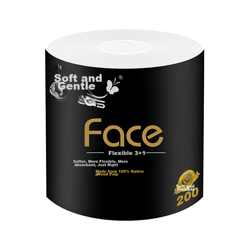 Jierou Core Roll Toilet Paper, Black Face Extra Thick 4-Ply 200g*10 Rolls, Tissu...