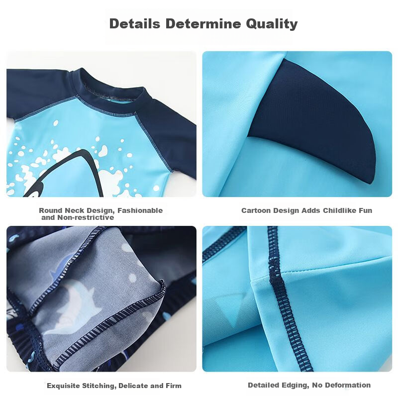 LangSha Boys' Swimwear Set Shark Swimwear Baby Set Blue Shark 3XL