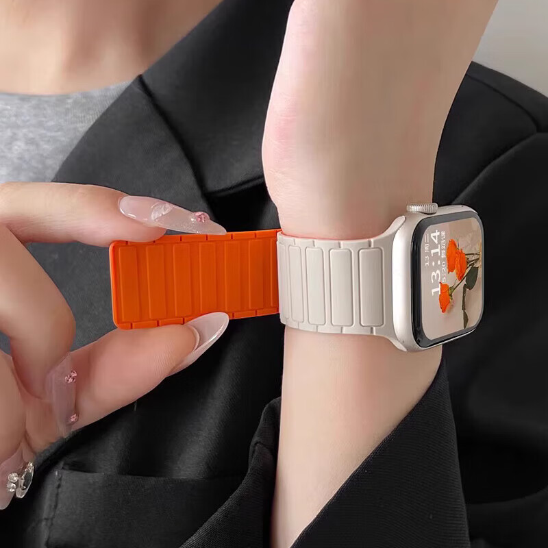 Magnetic Silicone Watch Band for Apple Watch Ultra2/iWatch S10/9/8/7/6/5/4/SE St...