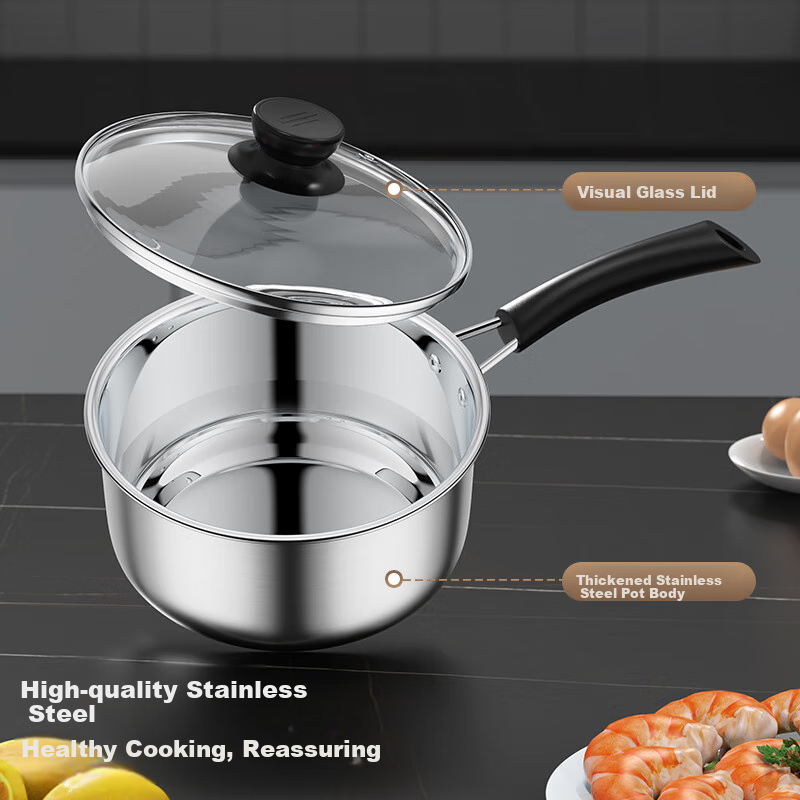 KEGOO Stainless Steel Small Milk Pot 20cm, Uncoated Soup Pot, Baby Food Pot, Noo...