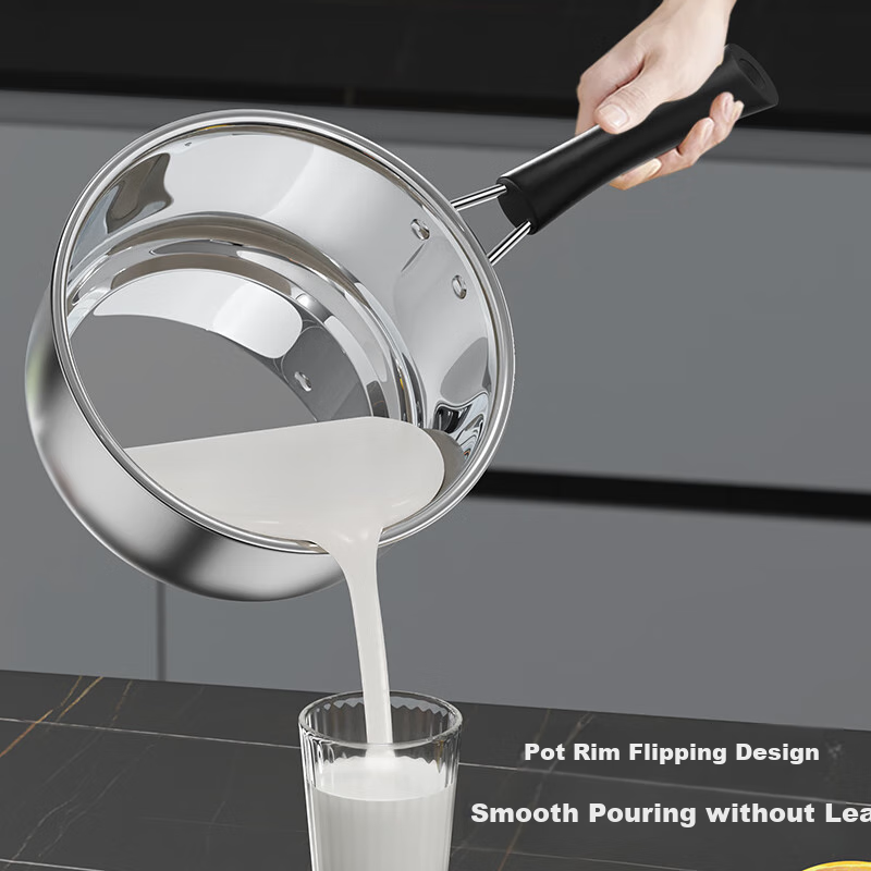 KEGOO Stainless Steel Small Milk Pot 20cm, Uncoated Soup Pot, Baby Food Pot, Noo...