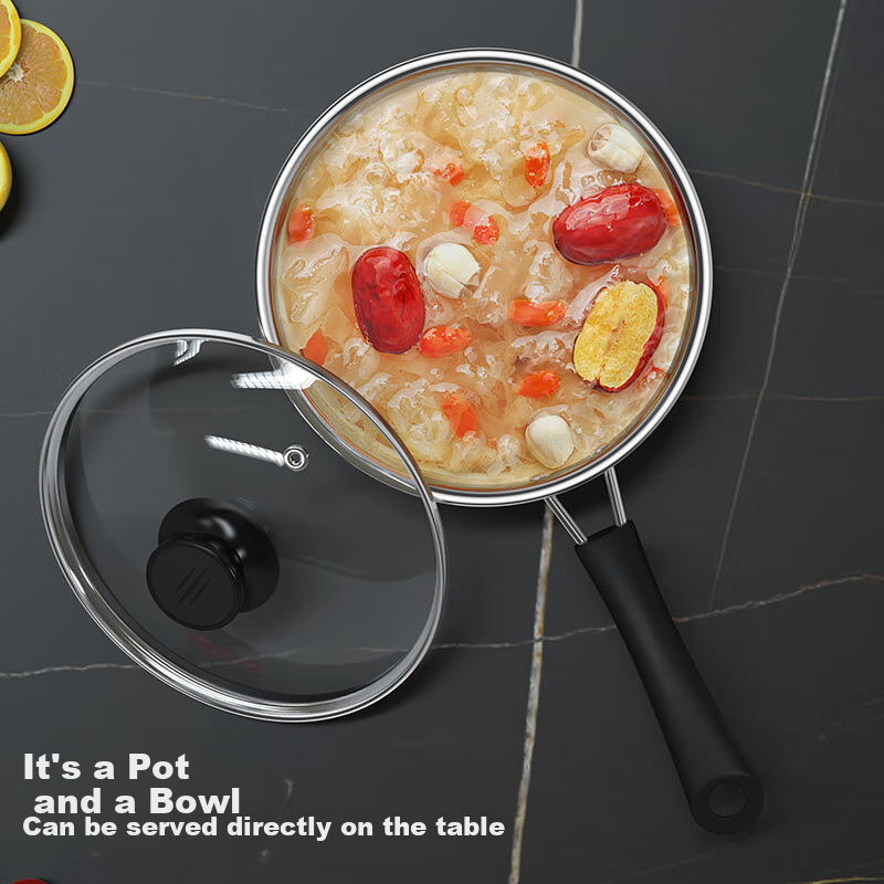 KEGOO Stainless Steel Small Milk Pot 20cm, Uncoated Soup Pot, Baby Food Pot, Noo...