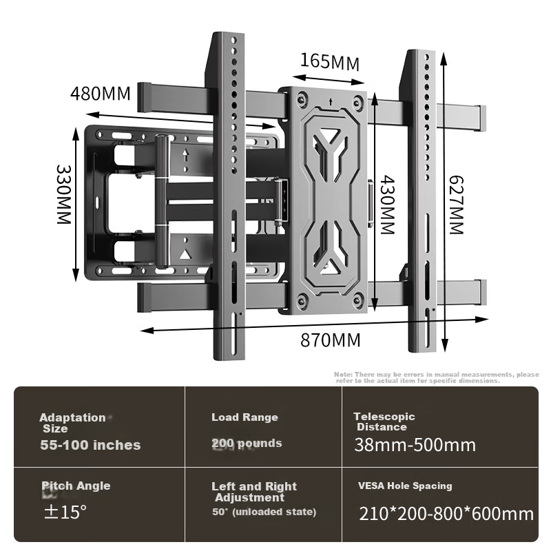 Jinying TV Wall Mount Bracket (55-100 inch) Universal Retractable Rotating TV St...