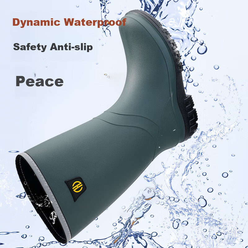 Blue Seagull Shield Men's High Tube Outdoor Rain Shoes Wear-resistant Anti-slip...