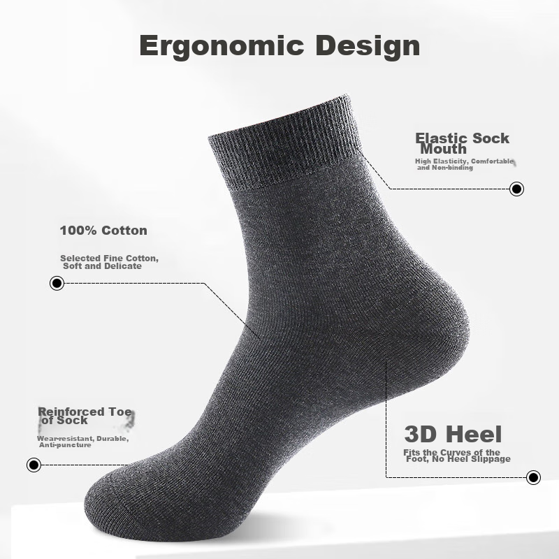 Langsha Custom Plus Size Loose Top Socks for Men, Mid-Calf, 100% Pure Cotton, Wi...