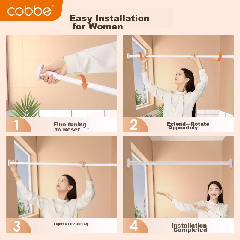 Cobbe Retractable Clothes Drying Rod, Shower Curtain Rod, No Drilling Required,...