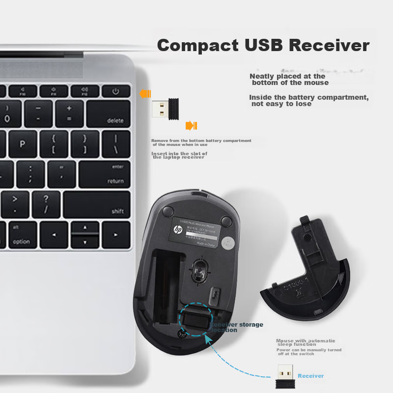 HP S1000D Wireless Bluetooth Dual Mode Mouse Wireless Mouse for Office Laptop De...