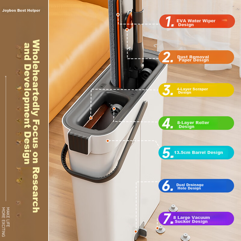 Jiabangshuo Mop for Home Use, All-In No Hand Washing, 2025 Wet And Dry Dual-Use...