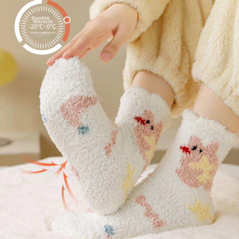 Langsha Women's Socks, Spring Coral Home Floor Postpartum Socks, Cute Sleep Mid-...