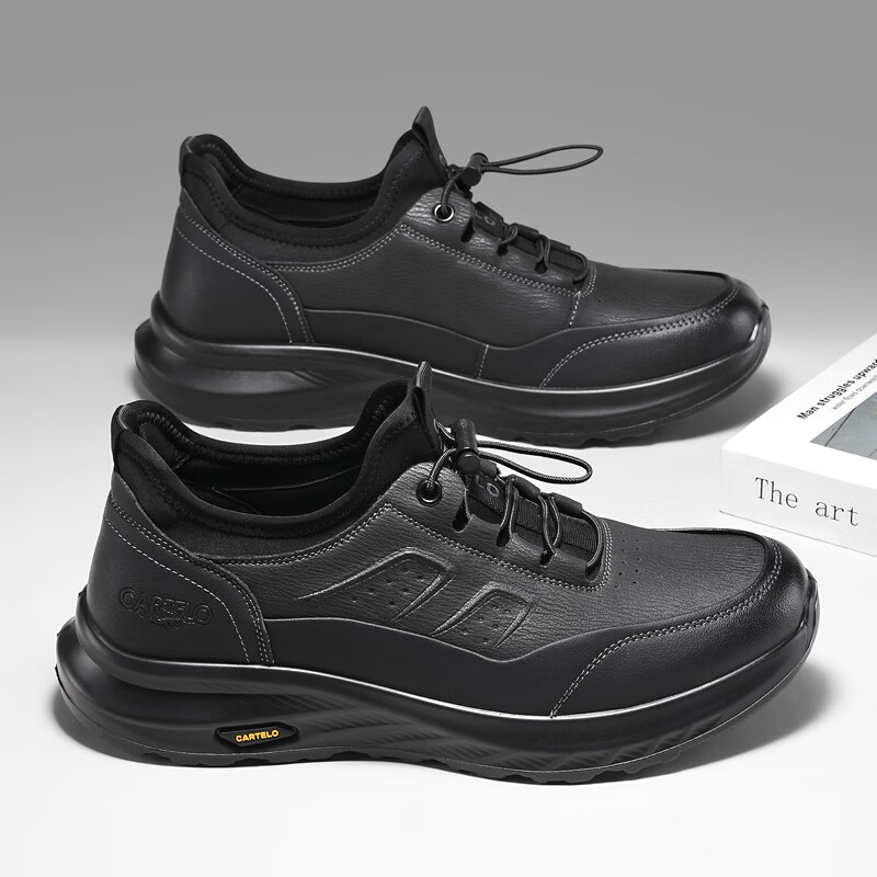 CARTELO Men's Leather Shoes Spring/Summer Casual Business Breathable Outdoor Sof...