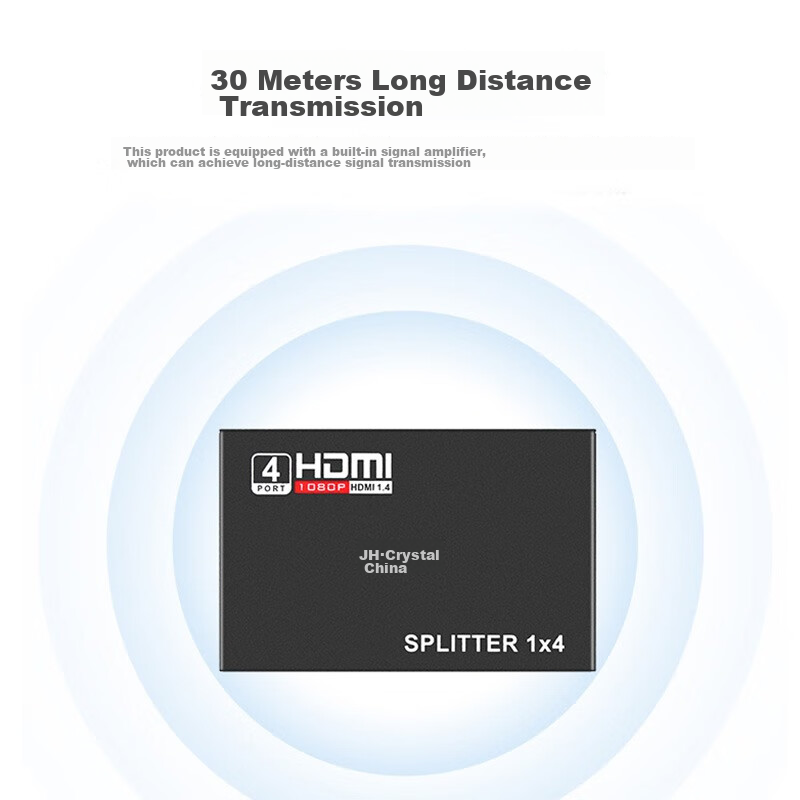 Jinghua HDMI Splitter, One Input Four Outputs, 4K HD Video Splitter, Screen Mirr...