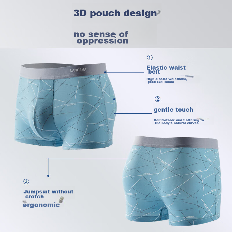 Langsha Men's Underwear, Cotton Comfortable Boxer Briefs, Men's Shorts, 4-Pack,...