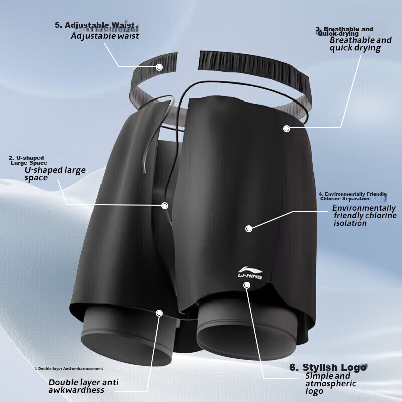 LI-NING Shorts for Men And Women, Beach Shorts, Quick-Dry, Loose-Fitting, Boxer...