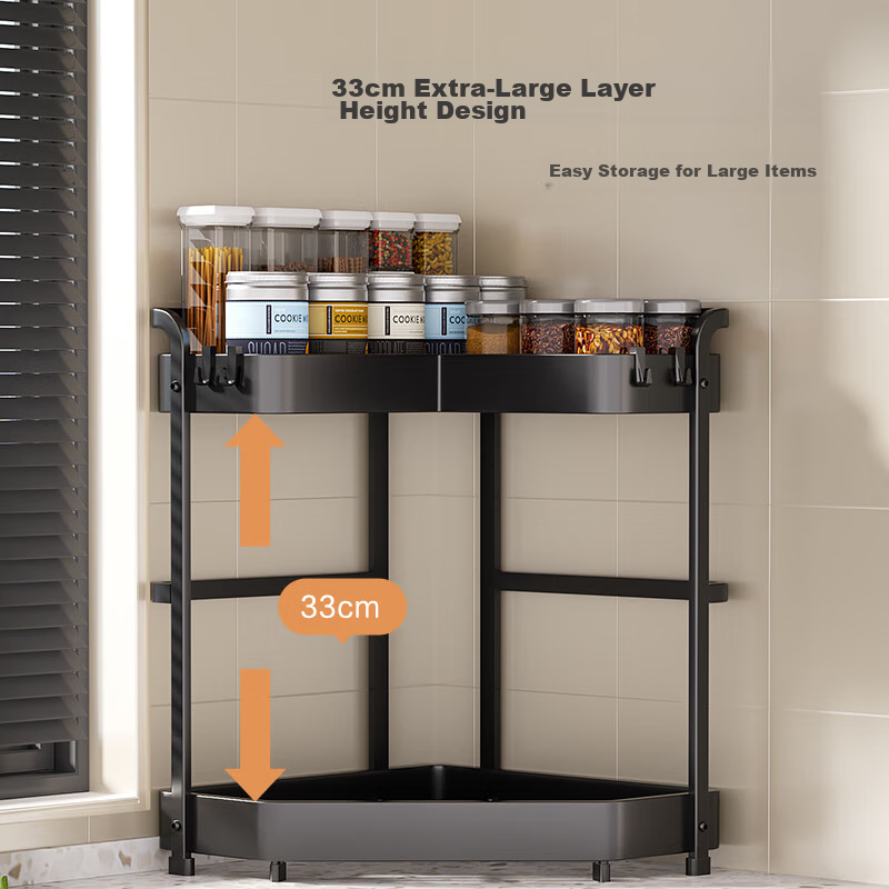 Jingzao Kitchen Storage Rack, Corner Spice Rack, Seasoning Bottle And Jar Holder...