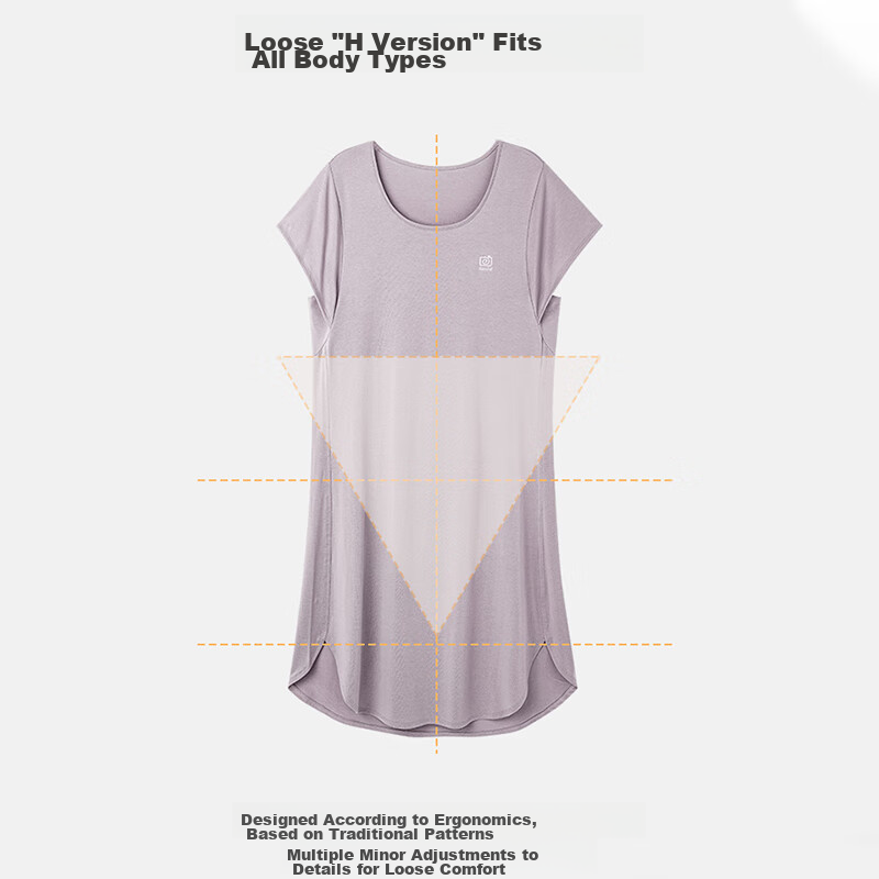 Langsha Women's Nightgown, Summer Thin Modal Ice Silk Short-Sleeve Nightwear, Pl...