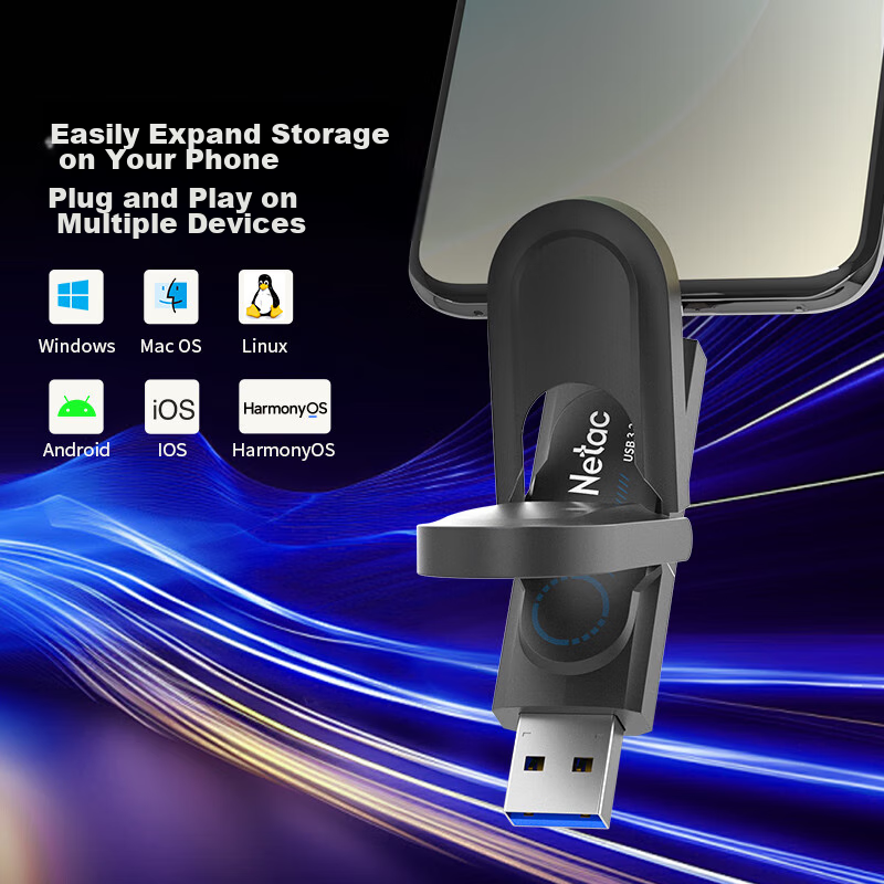 Netac 1TB USB3.2 Solid State Flash Drive, US9 Type-C Dual Interface USB Drive, R...