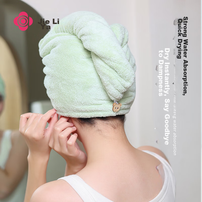 Jieliya Double-Layer Thickened Hair Drying Cap, Super Absorbent, Quick-Drying, H...