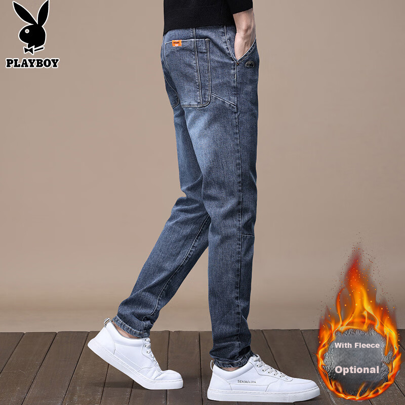 Playboy Jeans for Men, Trendy Spring And Summer Casual Pants, Loose-Fitting Busi...