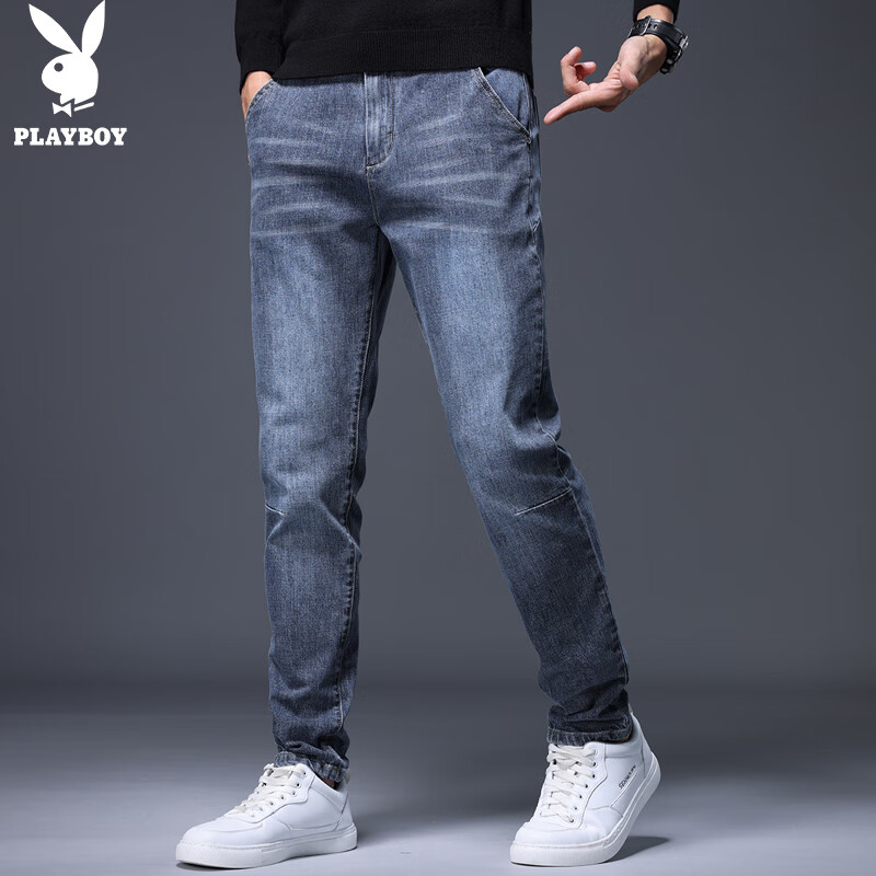 Playboy Jeans for Men, Trendy Spring And Summer Casual Pants, Loose-Fitting Busi...