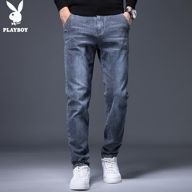 Playboy Jeans for Men, Trendy Spring And Summer Casual Pants, Loose-Fitting Busi...