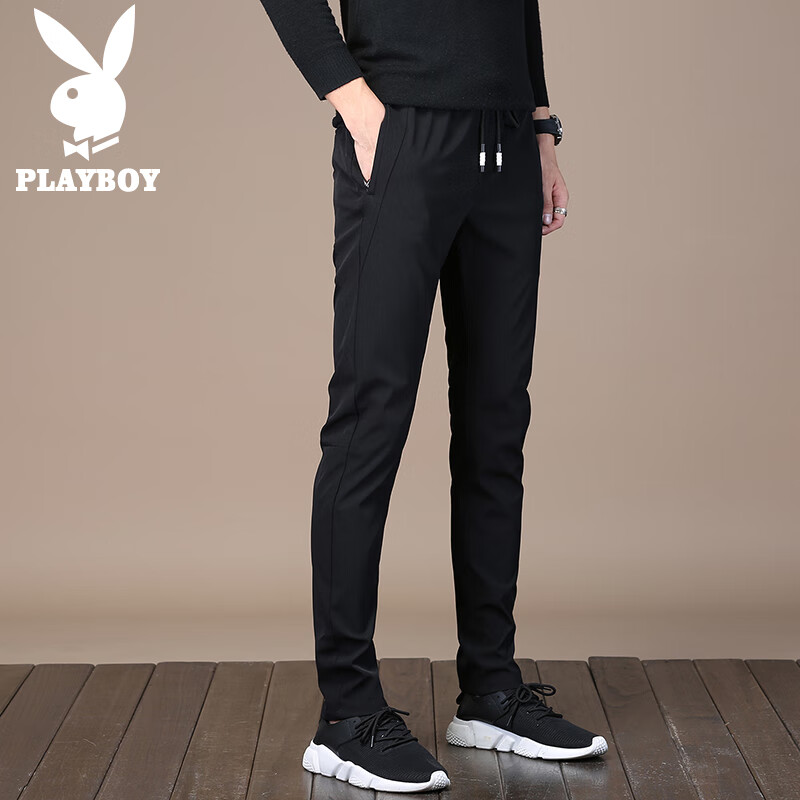 Playboy Men's Pants, Spring And Summer Casual Trousers, Trendy Loose Elastic Ski...