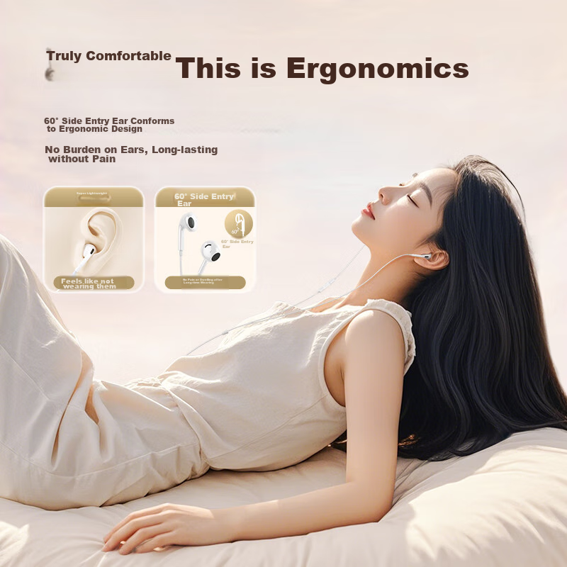 HP DHH-1112A Wired Half In-Ear Earphones with Type-C Interface, Compatible with...