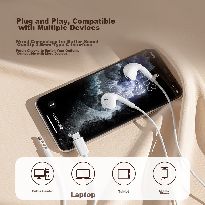 HP DHH-1112A Wired Half In-Ear Earphones with Type-C Interface, Compatible with...