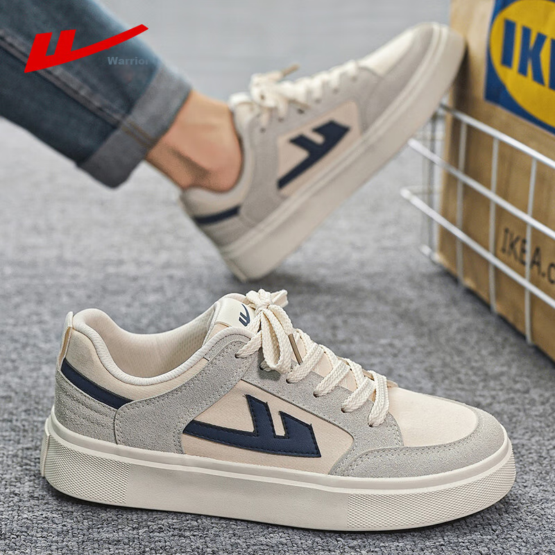 Warrior Men's Shoes, Fashionable Flat-Bottomed Sneakers, Versatile Lace-Up Sport...