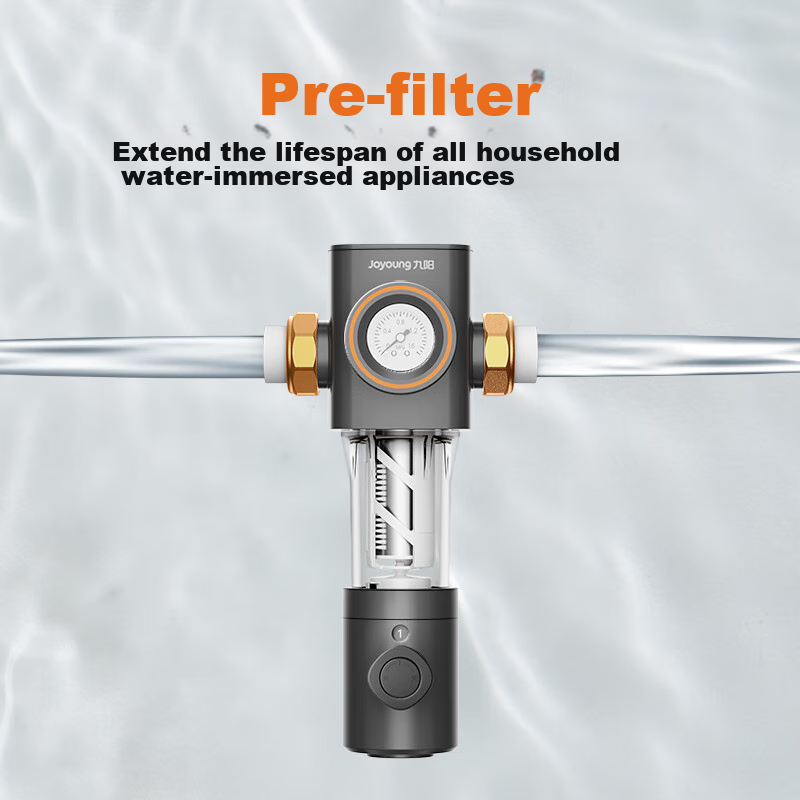 Joyoung Pre-Filter 40 Micron Backwash Pressure Gauge Monitoring, Whole House Wat...