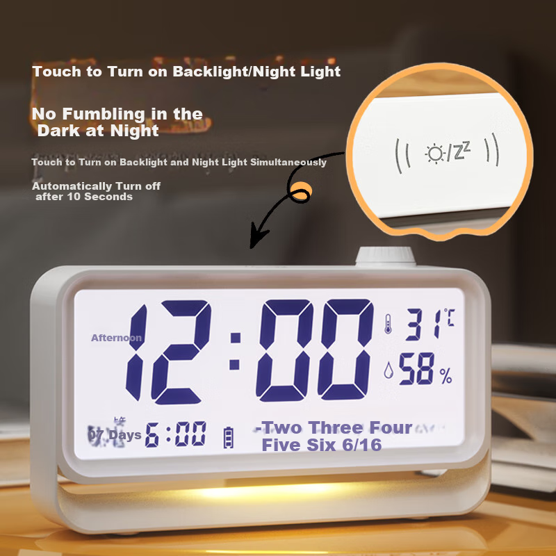 Compas Alarm Clock Student 2025 New Model Temperature and Humidity Electronic Cl...