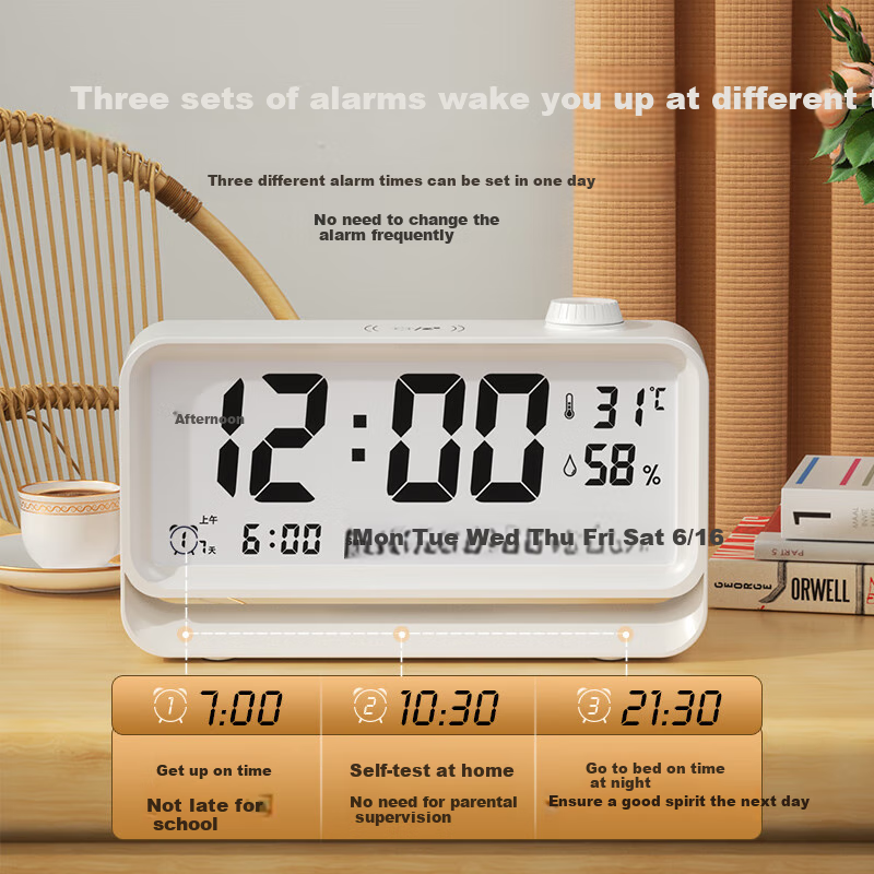 Compas Alarm Clock Student 2025 New Model Temperature and Humidity Electronic Cl...
