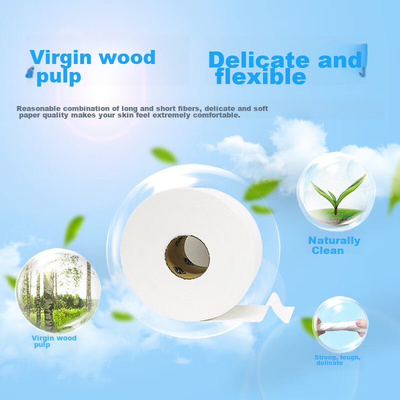 Jie Yun Commercial Core Roll Toilet Paper, 2-Ply 220m*12 Rolls, Whole Box, Large...