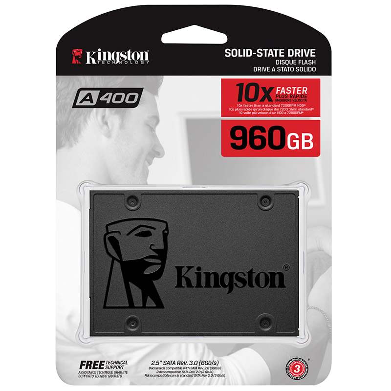 Kingston 960GB SSD, SATA 3.0 Interface, A400 Series, Read Speed up to 500MB/s