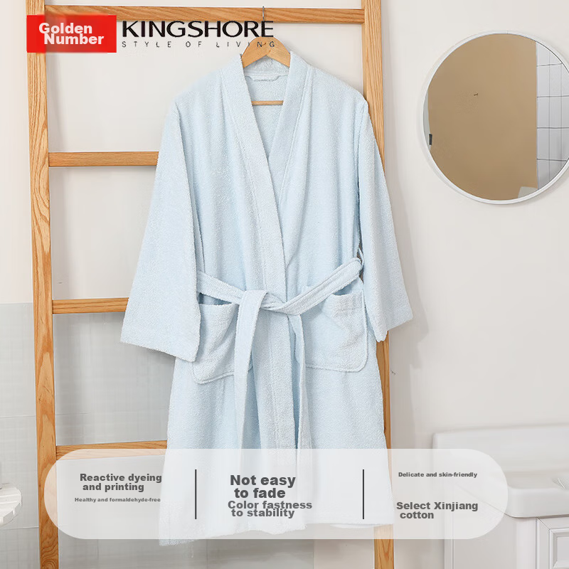 Jinhao Bathrobe, Pure Cotton Sleepwear, Five-Star Hotel All-Season Style, Couple...