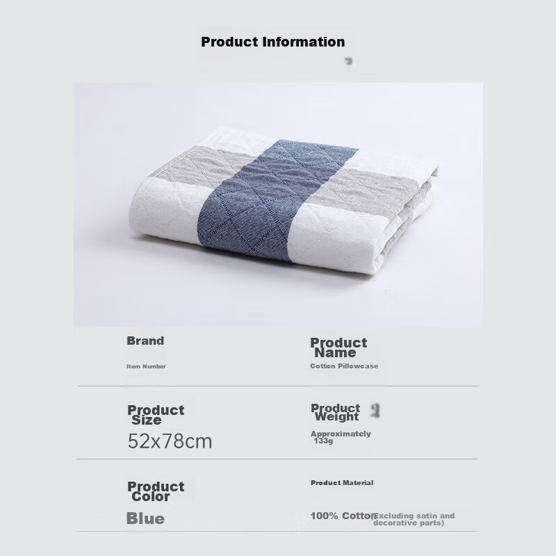 Jinhao Pure Cotton Pillowcase, 3A Antibacterial Three-Layer All-Cotton Pillowcas...