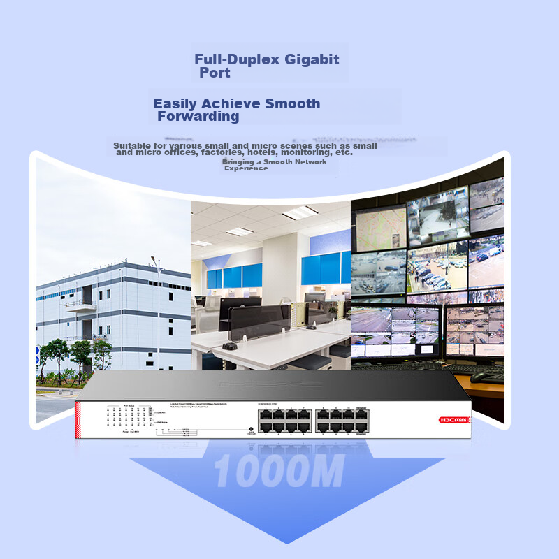 H3C 16-Port Gigabit POE Switch, Unmanaged Enterprise-Grade Switch, Ethernet Spli...