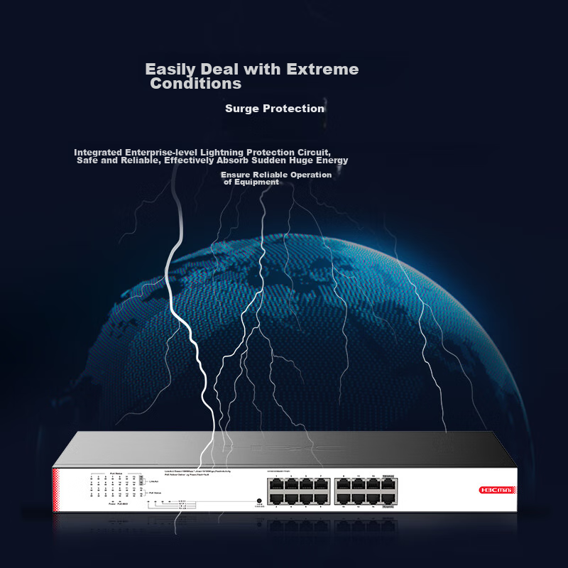 H3C 16-Port Gigabit POE Switch, Unmanaged Enterprise-Grade Switch, Ethernet Spli...
