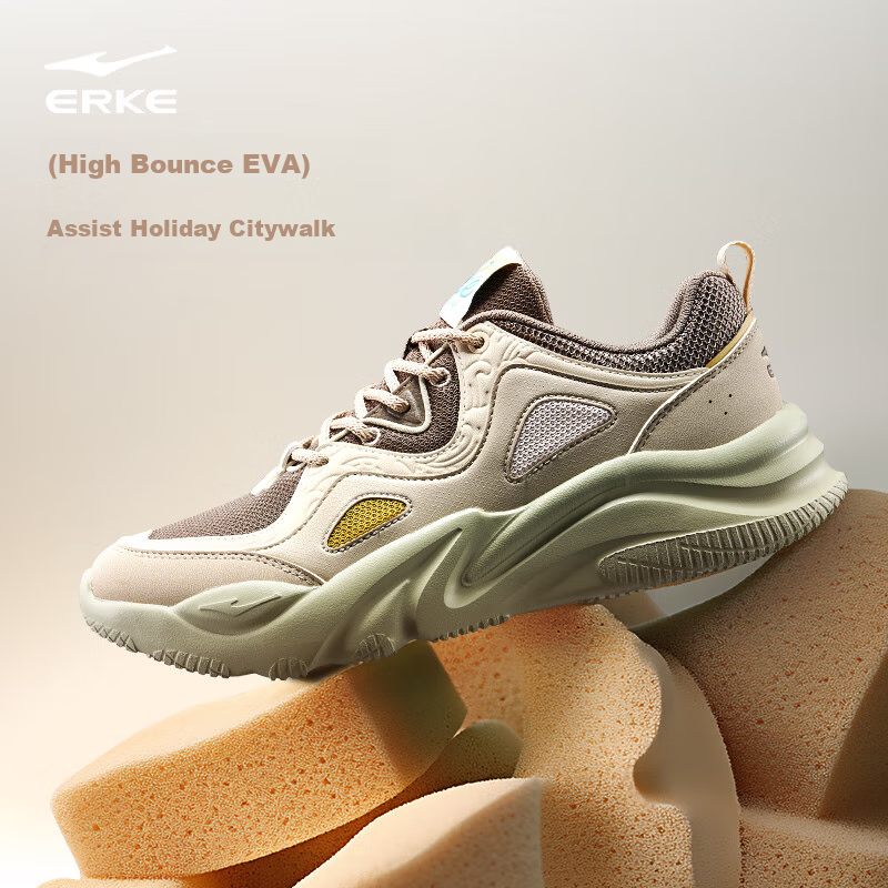 Hongxing Erke Casual Shoes for Men, 2025 New Style, Leather Mesh Breathable Snea...