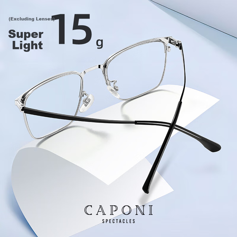 Jiaboli Color-changing Anti-Blue Light Glasses for Men, Pure Titanium Eyebrow Fr...