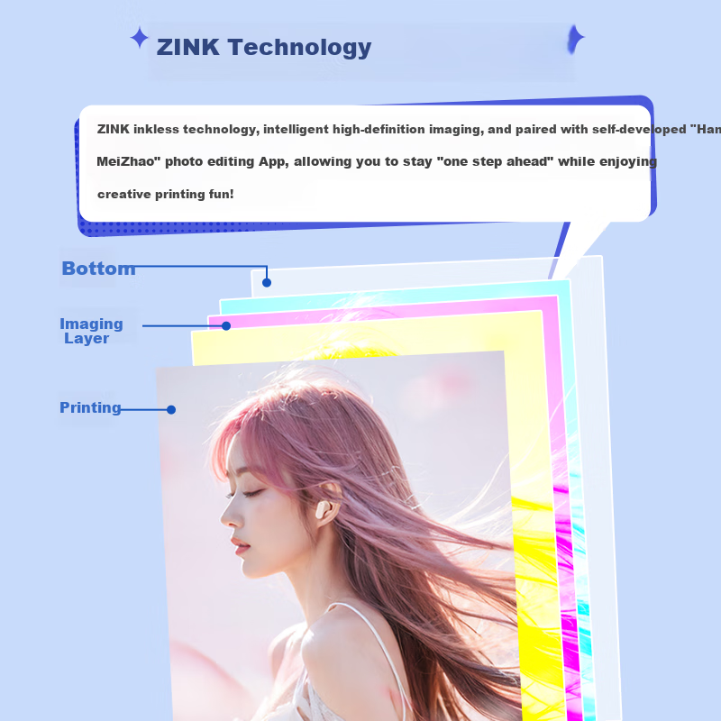 Hanin Instant Z1 Blue Pocket Camera Phone Photo Printer Instant Photo Mini Porta...