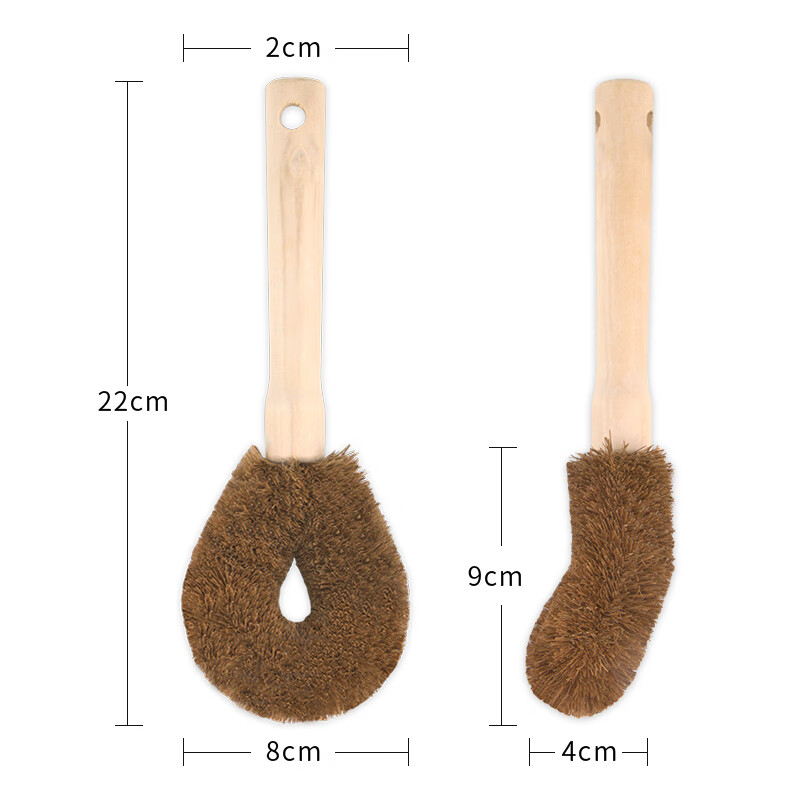 Shijia Natural Coconut Palm Pot Scrubber, Long Handle Kitchen Cleaning Brush, St...