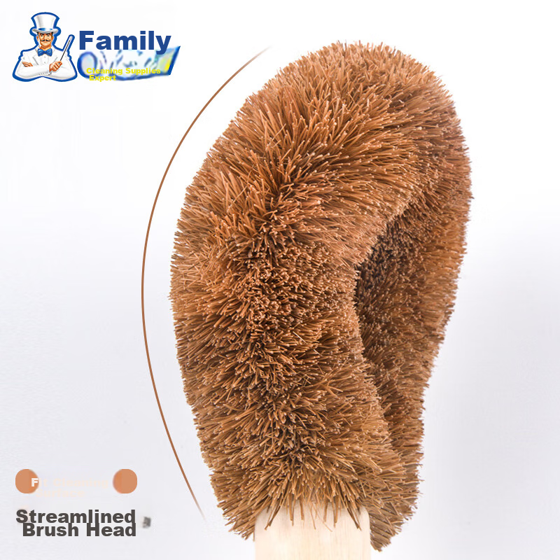 Shijia Natural Coconut Palm Pot Scrubber, Long Handle Kitchen Cleaning Brush, St...